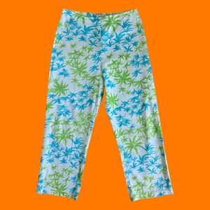00's vintage white palm tree bodycon y2k capris cropped pants Size 6